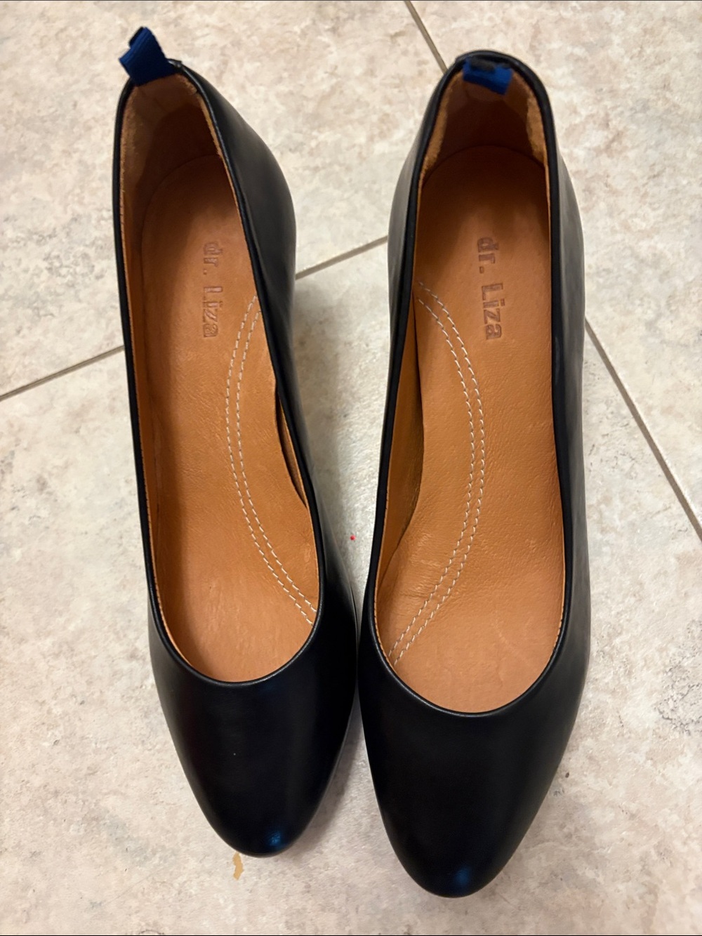 Dr. Liza Black Leather Wedge Pumps NWOT